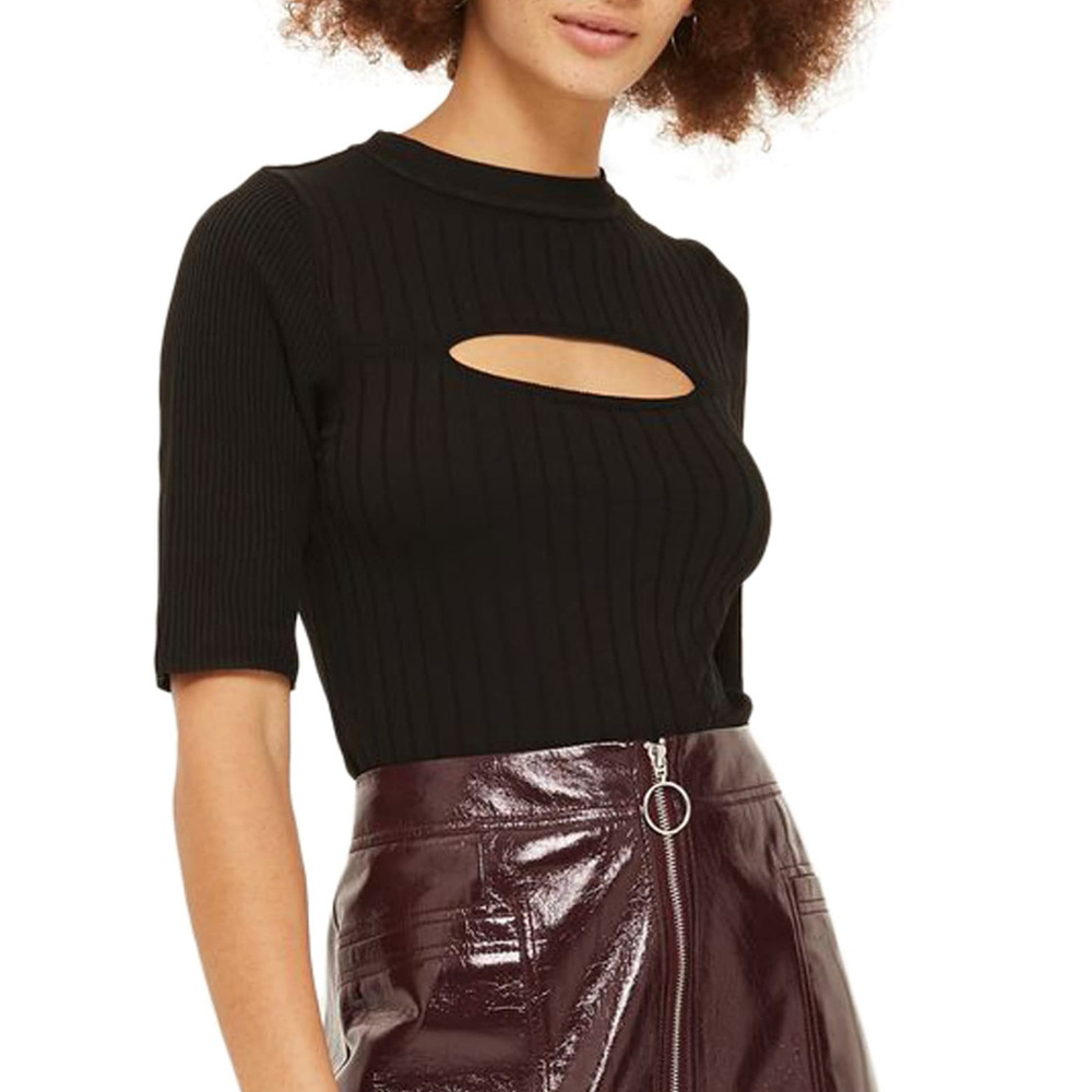 Topshop Peek-a-boo Rib Knit Top